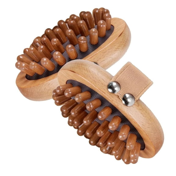 2-Piece Wooden Massage Comb w/ Meridian Trigger Point & Scraping for Body & Scalp, Sandalwood