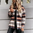thumbnail image 2 of yoeyez Flannel Shacket Jacket Coat for Women Plaid Shirts Flannel Lapel Button Down Shacket Outerwear Coats Casual Tops, 2 of 6