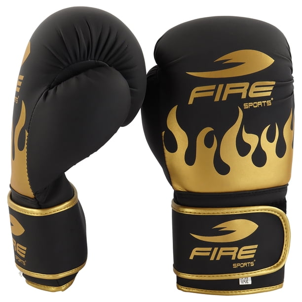 Par de Guantes de Boxeo Fire Sports PVC Línea Fire One Dorado Negro