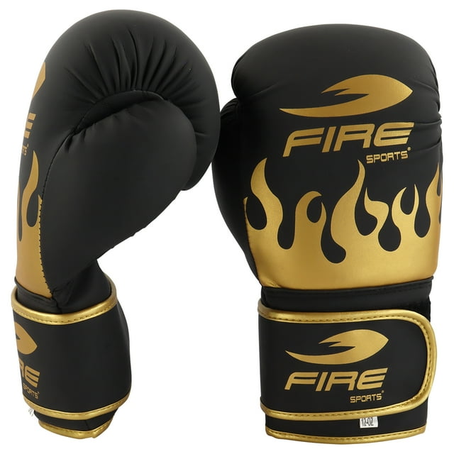 Par de Guantes de Boxeo Fire Sports PVC Línea Fire One Dorado Negro
