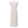 thumbnail image 3 of Vestido informal de lino sin mangas para mujer con bolsillos - Vestido midi de verano holgado con cuello redondo, 3 of 6