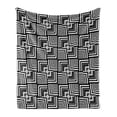 thumbnail image 1 of Black and White Soft Flannel Fleece Throw Blanket, Geometric Op Art Pattern Unusual Checked Optical Illusion Effect Modern, Cozy Plush for Indoor and Outdoor Use, 50" x 70", Black White, by Ambesonne, 1 of 6