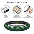 thumbnail image 4 of Xecao Green Night Sky Moon Branches patten Stretch Elastic Steering Wheel Cover, fits all vehicles, 15-inch diameter, 4 of 6