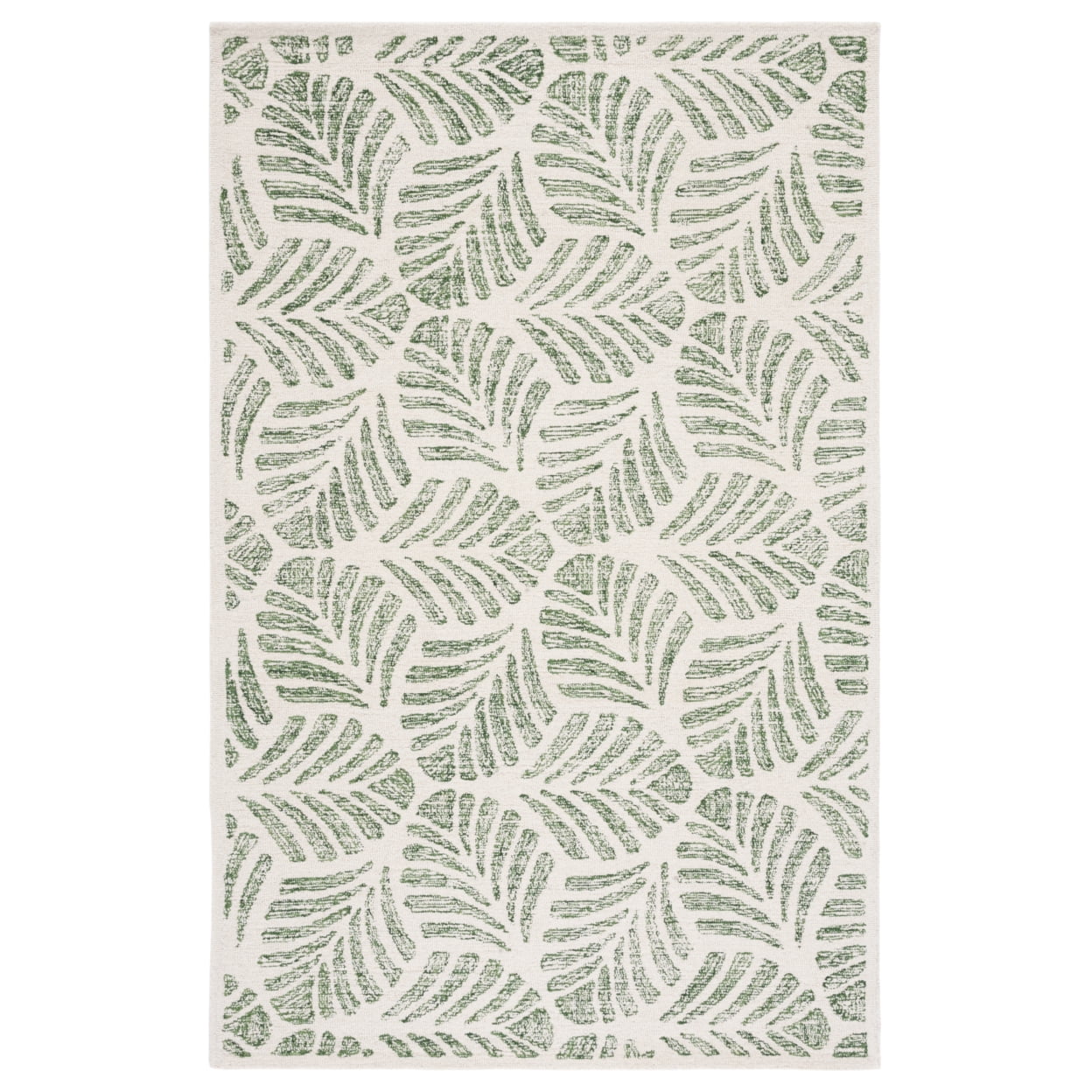 SAFAVIEH Jardin Cyan Leaves Area Rug, Ivory/Green, 5' x 8'
