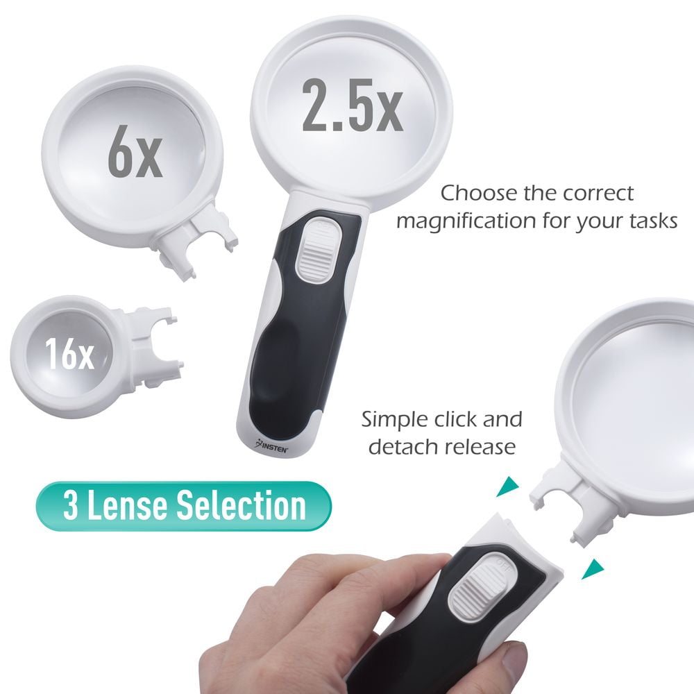 Insten Interchangeable LED Handheld Magnifying Glass Reading Magnifier