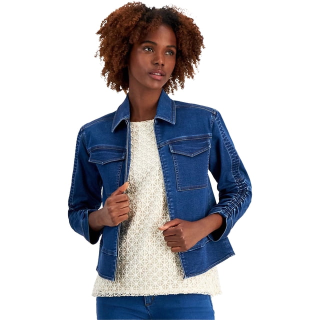 Jones New York Veste en Jean pour Femmes, Bleu, Très Petit