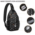 thumbnail image 2 of Sling Backpack,Black White Halloween Bat Moon Spider Pattern Sling Bag with Water Bottle Holder,Waterproof Sling Bag for Men/Women with Headphone Jack for Hiking,Travel, 2 of 6