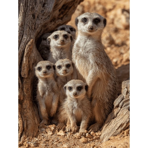 Meerkat Family Portrait Canvas Print, Suitable for Living Room, Bedroom, Office, Kitchen, Hallway Wall Decor