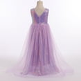 thumbnail image 4 of IDOPIP Flower Girls Sequin Dress Sleeveless Sparkly Tulle Long Dress Pageant Birthday Graduation Gown, 4 of 8