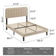 thumbnail image 2 of Asofer Queen Size Bed Frame with Adjustable Headboard, Upholstered Platform Bed, No Box Spring Needed, Beige, 2 of 11