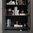 thumbnail image 3 of WIAWG Black 55.1" Perfect Pantry Storage Bookcase Display Cabinet - Glass 2-Door & 1-Drawer for Home Office, 3 of 5