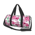 thumbnail image 2 of Xecao Flamingo print Round Travel Duffel Bag is a foldable gym bag with an inner pocket, perfect for travel sports, 2 of 8