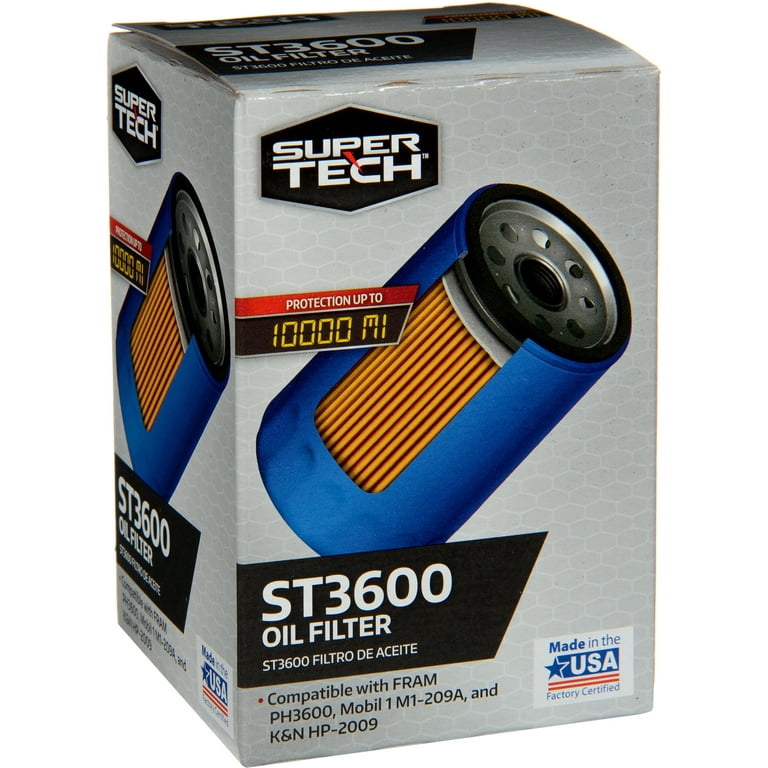 Super Tech Engine Oil Filter, ST3600, 10K mile Protection Fits 