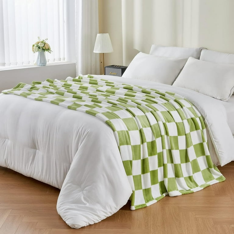 Green and white blanket sale