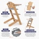 thumbnail image 3 of Cowiewie Trona convertible 3 en 1 de madera natural para bebés y niños pequeños, 3 niveles extraíbles, 2 bandejas de madera ajustables y 8 niveles ajustables, 2 cojines acogedores e impermeables, colo, 3 of 5