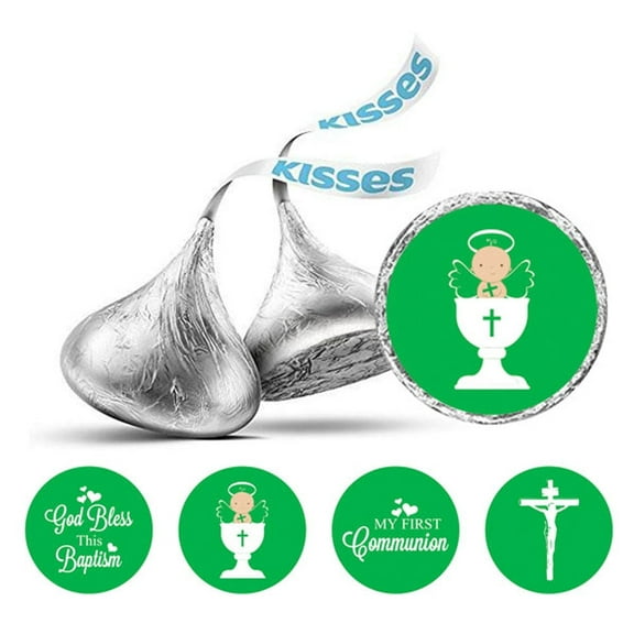 Darling Souvenir DIY Sacrament Baptism ThemeStickers ChocolateCandy Labels 190 Pcs-Green