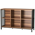 thumbnail image 6 of HOHYN Farmhouse 3 Tier Open Book Shelf, Wood and Metal 6 Cube Storage Organizer, Modern Low Horizontal Bookshelf for Bedroom Living, Long Wide Office Cubby Bookcase with Storage, Rustic Brown, 6 of 8