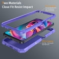 thumbnail image 5 of TJS for TCL K32 5G / K33 5G Phone Case, with Tempered Glass Screen Protector, Full Body Protective Heavy Duty Hybrid Bumper Cover (Purple), 5 of 5