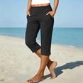 thumbnail image 5 of Timegard Womens Capri Pants Stretch High Waist Button Pull on Work Business Casual Pants for Summer with Pockets, 5 of 8