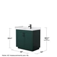 thumbnail image 5 of Wyndham Collection Miranda 36" Wood Single Bathroom Vanity in Green/Black, 5 of 6