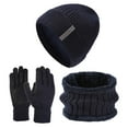 thumbnail image 2 of CUZIBR Gloves Knit Thick Lined Thermal Had Scarfs Gloves Three Piece Set Solid Color Soft Warm For Running Driving Hiking, 2 of 5