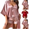 thumbnail image 1 of JDQJBZ Lounge Sets for Women Solid Color Sleeveless Tank Top Shorts and Robe 3 Piece, 1 of 3