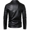 thumbnail image 2 of JIMLAXER Men's Casual Pu Leather Trucker Jacket Lapel Collar Motorcycle Coat with Zipper, 2 of 6