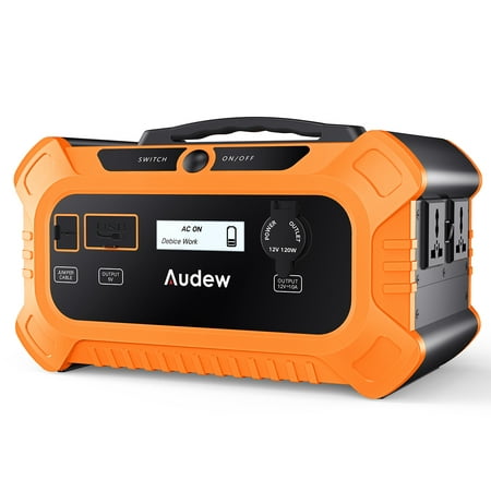 Audew Solar Portable Battery Generator with Large Battery Capacity 156000mAh/500Wh,- Iron-phosphate Battery Power Supply with 110V/250W Pure Sine Wave AC
