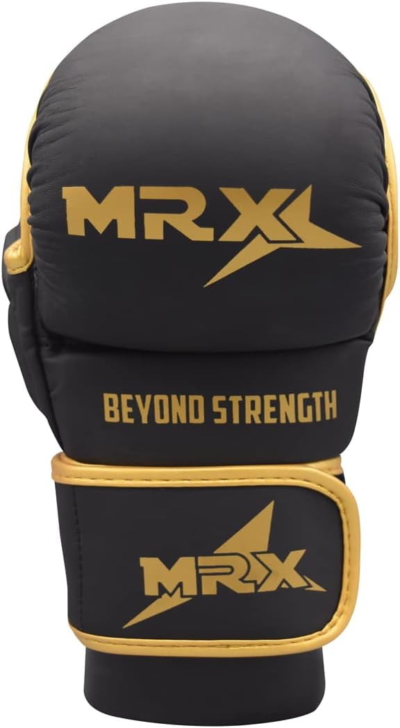 MRX MMA Grappling Gloves 7 OZ Boxing Punching Glove Mitts Black Golden S/M
