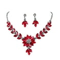 thumbnail image 2 of rygai 1 Set Dangle Earrings Vintage Faux Crystal Exquisite Workmanship Contrast Color Geometric Decoration Gorgeous Rhinestone Evening Party Necklace Set Jewelry Accessory,Red, 2 of 8