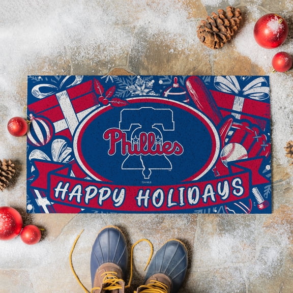Philadelphia Phillies 28" x 16" Happy Holidays Christmas Turf Door Mat