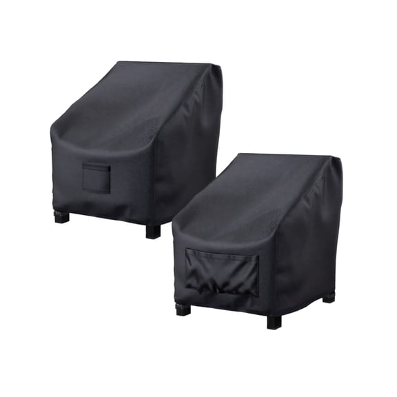 Waterproof Patio Chair Covers with Heavy-Duty Fabric and Front Handle, 2-Pack, Black, for Outdoor Furniture