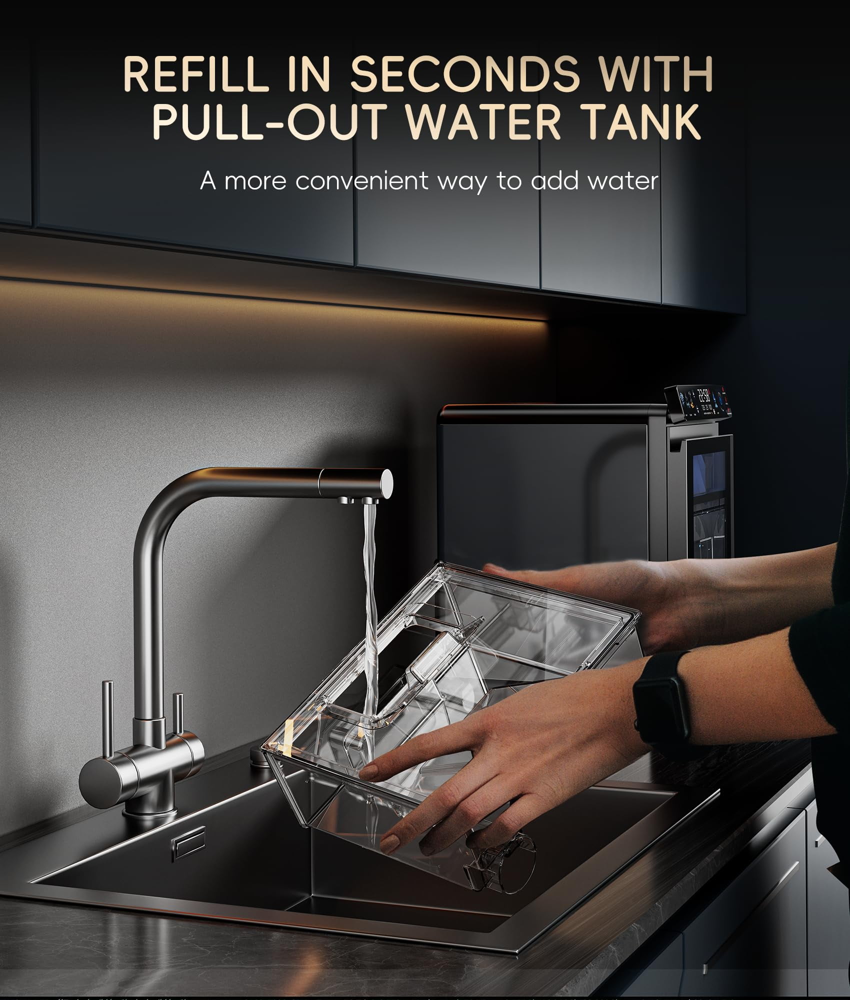 Ecozy Chillio Nugget Ice Maker with Smart App Control, Pebble Sonic Ice Machine Countertop, 44LBS Per Day Chewable Soft Pellet Ice