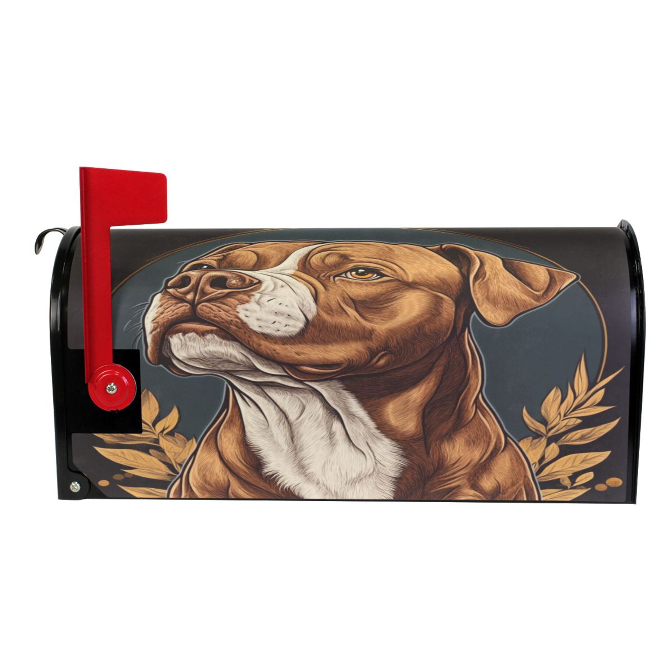WOBOGO Brown Pit Bull Illustration Mailbox Cover Magnetic for Garden Yard Home Decor Standard Size 25.4×20.78in