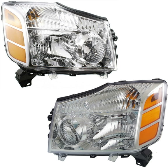 Garage-Pro Driver and Passenger Side Headlight for Nissan Titan LE SE XE 2004-2007 Halogen With bulb(s) Replaces# 260607S026 260107S026