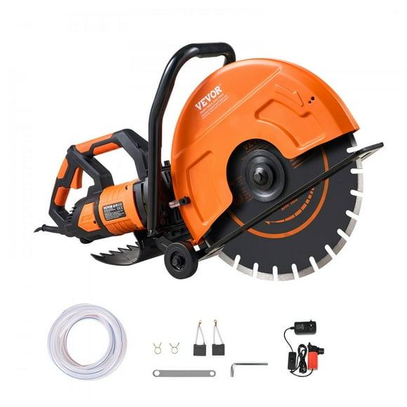 Electric Concrete Saw 16in 3200W 15A Motor Circular Saw Cutter Max 6in Adjustable Cutting Depth Wet Disk Saw Includes Water Line Pump Blade for Stone Brick