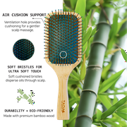 TADA Natural Beauty Bamboo Hair Brush for Hair Growth for Women Men and Kids, for All Hair Types, Natural Bamboo Bristles Detangling Wooden Paddle Hairbrush for Massaging Scalp