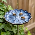 thumbnail image 5 of Glazed Ceramic Pollinator Waterer with Stake, Floral Insect Bird Feeder Bath, Sturdy Garden Yard Ornament for Hummingbirds Butterflies, Outdoor Patio Backyard Pollinator Station, 5 of 6
