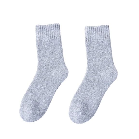 Mosey 1 Pair Men Winter Socks Thick Soft Plush Solid Color Ankle Protection Mid-tube Elastic Anti-slip Thermal Knitted Anti-skid Bottom Floor Socks Male Homewear Socks