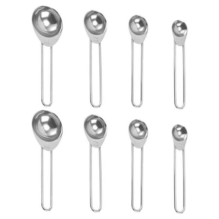 

TOYMYTOY 8Pcs Household Baking Spoons Measuring Spoons Kitchen Stainless Scoops (Silver)