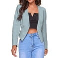 thumbnail image 2 of Women  Jackets, Comfortable Breathable Women Casual Work Blazers Long Sleeve Open Front Polyester Pure Color  For Date For Work Pea Green M, 2 of 5