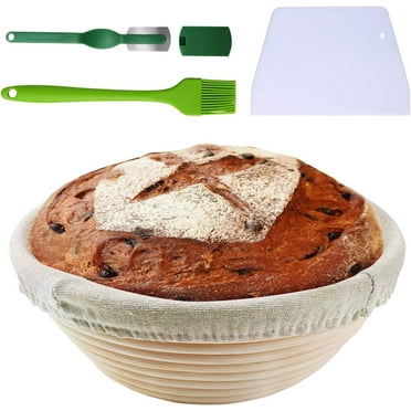 Naler Banneton Bread Proofing Basket Set - 8.5" Round Natural Rattan Sourdough Professional Dough Baking Bowl