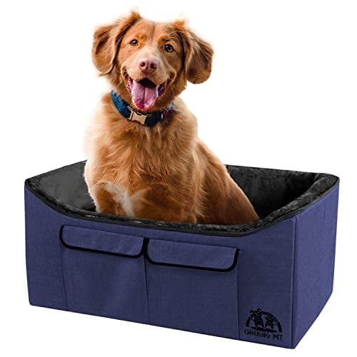 CHEERING PET Large Dog Lookout Booster Seat, Dog Car Seat, Foldable Design for Easy Travel