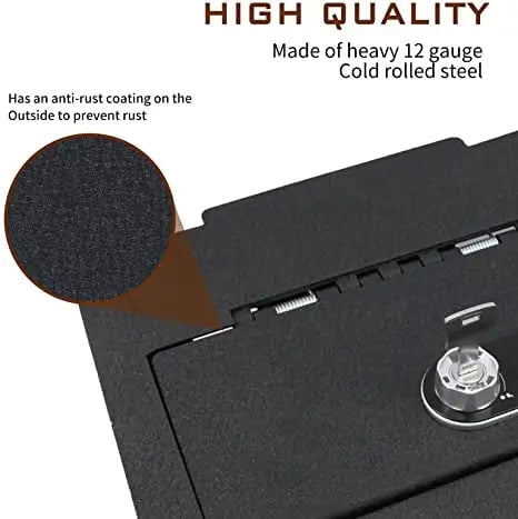 Console Safe Gun Safe for Car, WASAI Premium Console Gun Vault Lockbox Compatible with DODGE RAM 1500, 2500, 3500 2009-2018, 1500 CLASSIC 2019, Fingerprint Lock with Backup Key.