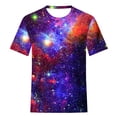 thumbnail image 5 of Penkiiy Galaxy Printed Shirt , Womens Vintage Casual Loose Short Sleeve Tee Tops M Purple, 5 of 6