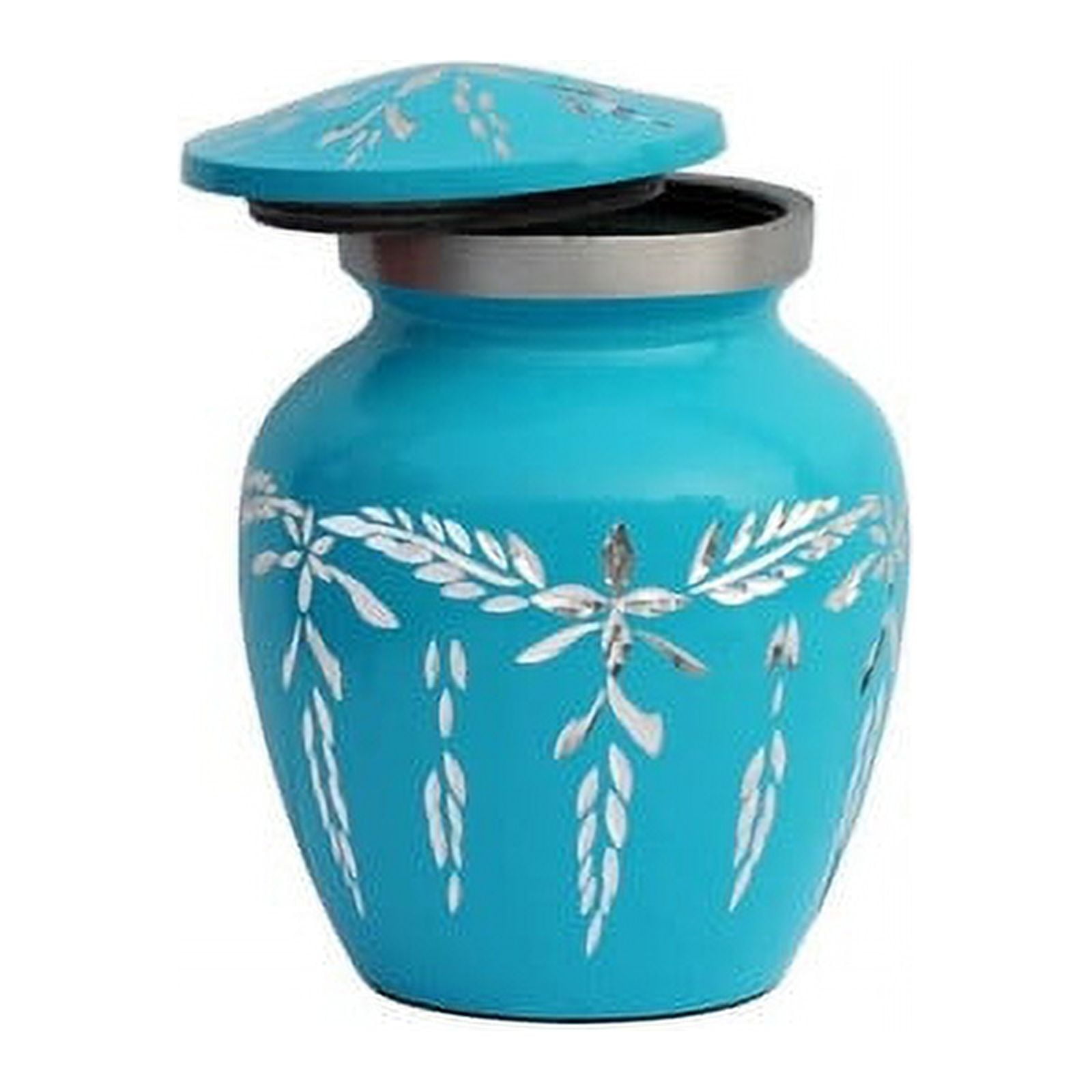 SHREYAS Aluminium SKY BLUE SL DZ Medium Size Cremation URNs Keepsake Vase of Human & Pet Ashes
