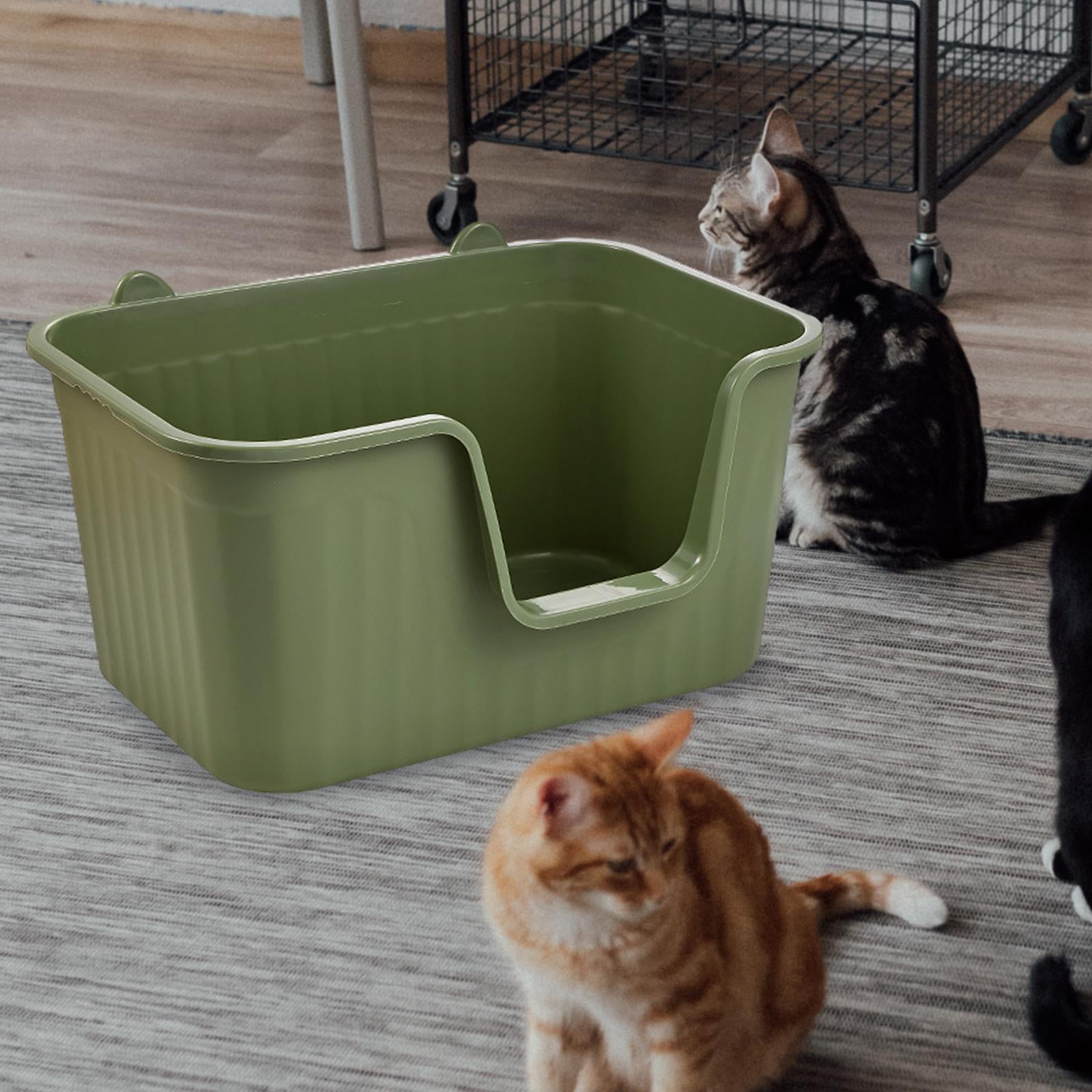 Fzaqwen Cat Litter Box Easy to Clean Anti Splashing for All Kinds of Cat Litter Open Top Green Large