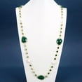 thumbnail image 3 of K-KED 38'' White Rice Pearl Green Crystal Chain Long Necklace Pave Hook Earrings Sets, 3 of 5