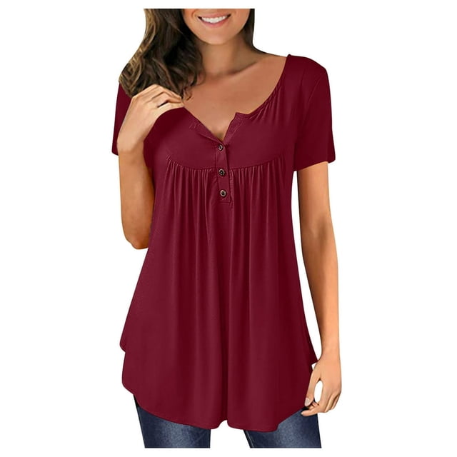T-shirt à Manches Courtes à Col Rond et Manches Courtes pour Femme