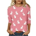 thumbnail image 3 of Jinhomg Fashion Easter Shirts for Women Cute Bunny Rabbit Graphic Holiday Blouses Casual 3/4 Sleeve Crew Neck Tunic Tops Easter Day Celebration T-Shirts 90 off Clearance Sale Hot Pink XXXXXL, 3 of 6